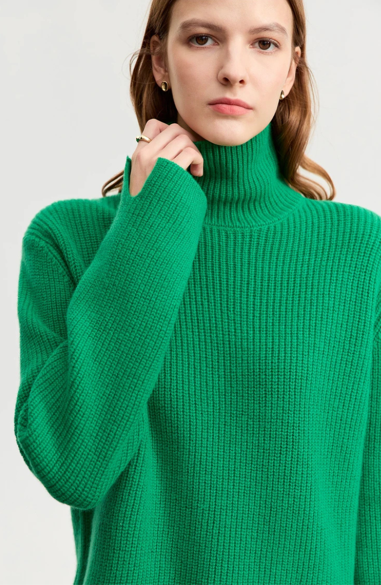 Ribbed Wool Turtleneck Jumper
