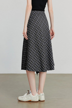 Checked Midi A-line Skirt