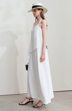 Black Maxi Slip Dress with Double Layer Bodice