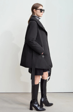 Belted Down Jacket with Shawl Collar