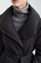 Belted Down Jacket with Shawl Collar
