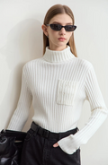 Ribbed High Neck Knitted Top