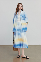 Pleated Gradient Midi Skirt