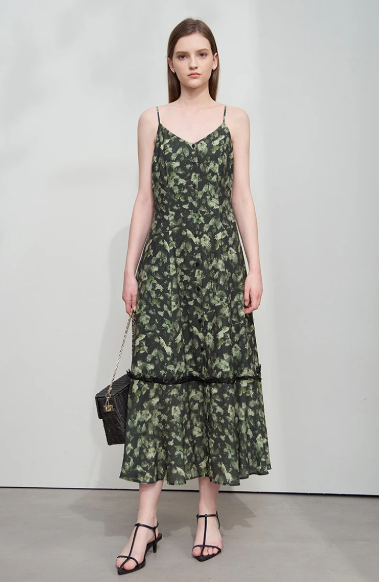 Green Floral Midi Dress