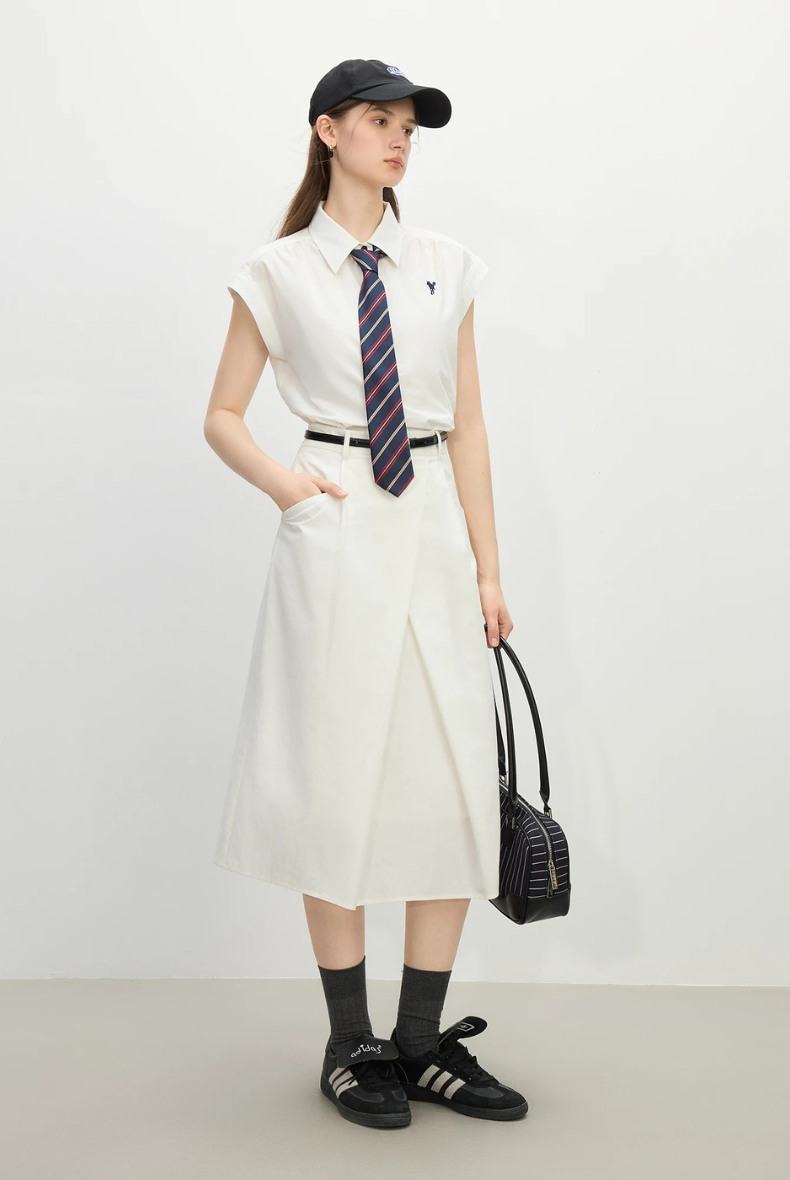 Wrap A-line Midi Skirt