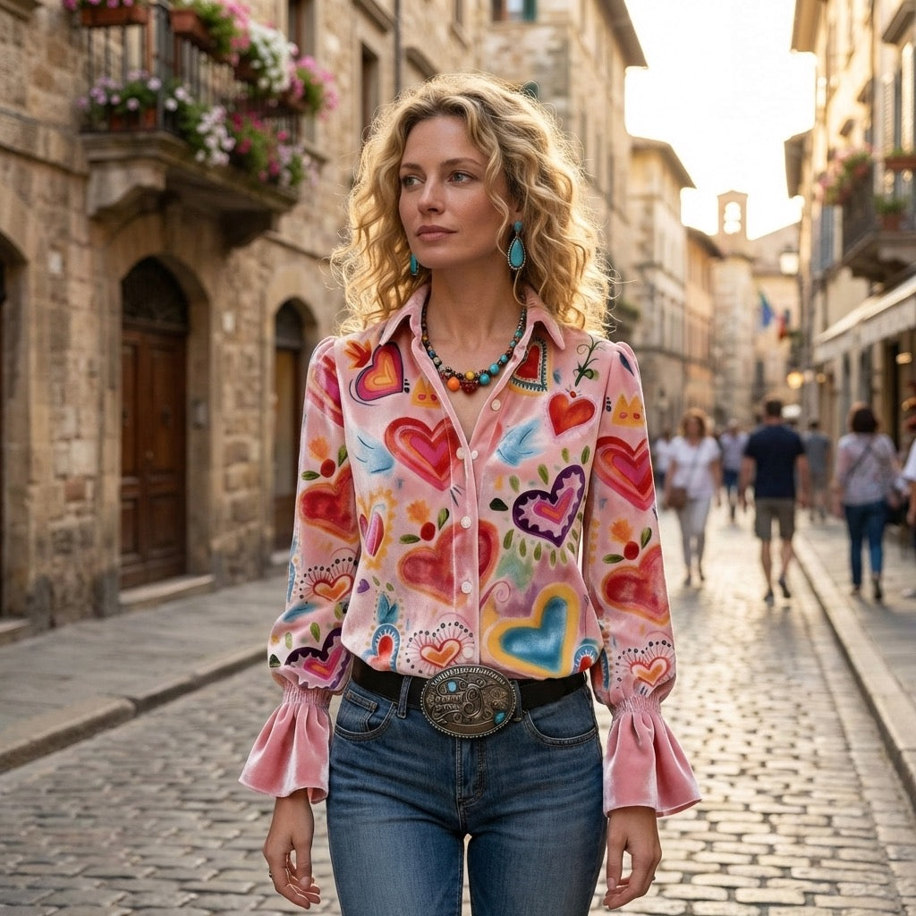 Long Sleeve Retro-Blouse