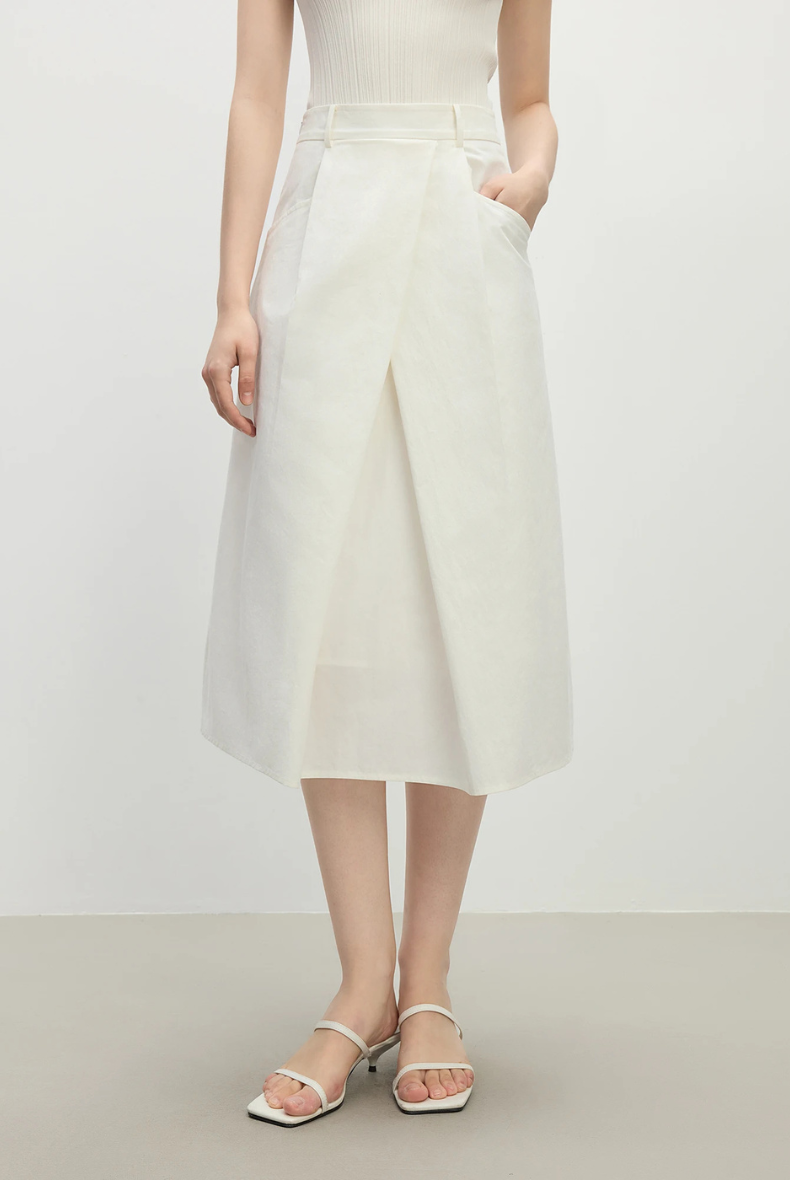Wrap A-line Midi Skirt