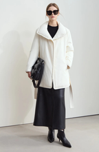 Belted Down Jacket with Shawl Collar