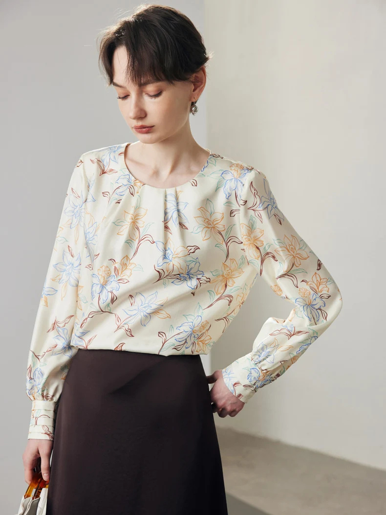 Long Sleeve Pure Silk Blouse