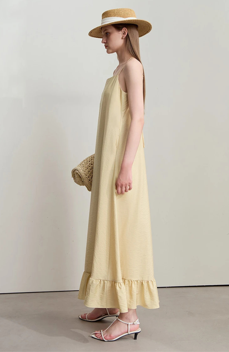Sleeveless Ruffle-Hem Maxi Dress