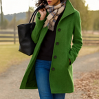 Classic Fit Coat with Clean Silhouette and Button Front for Women