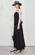 Black Maxi Slip Dress with Double Layer Bodice