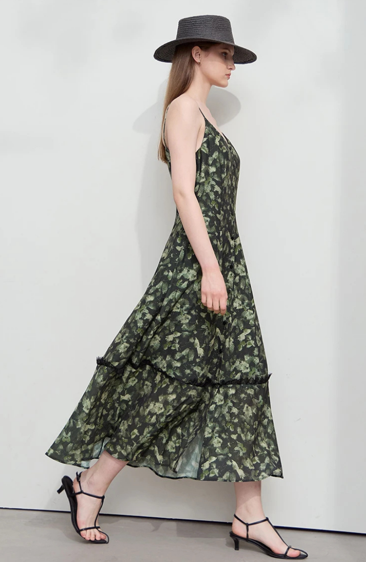 Green Floral Midi Dress