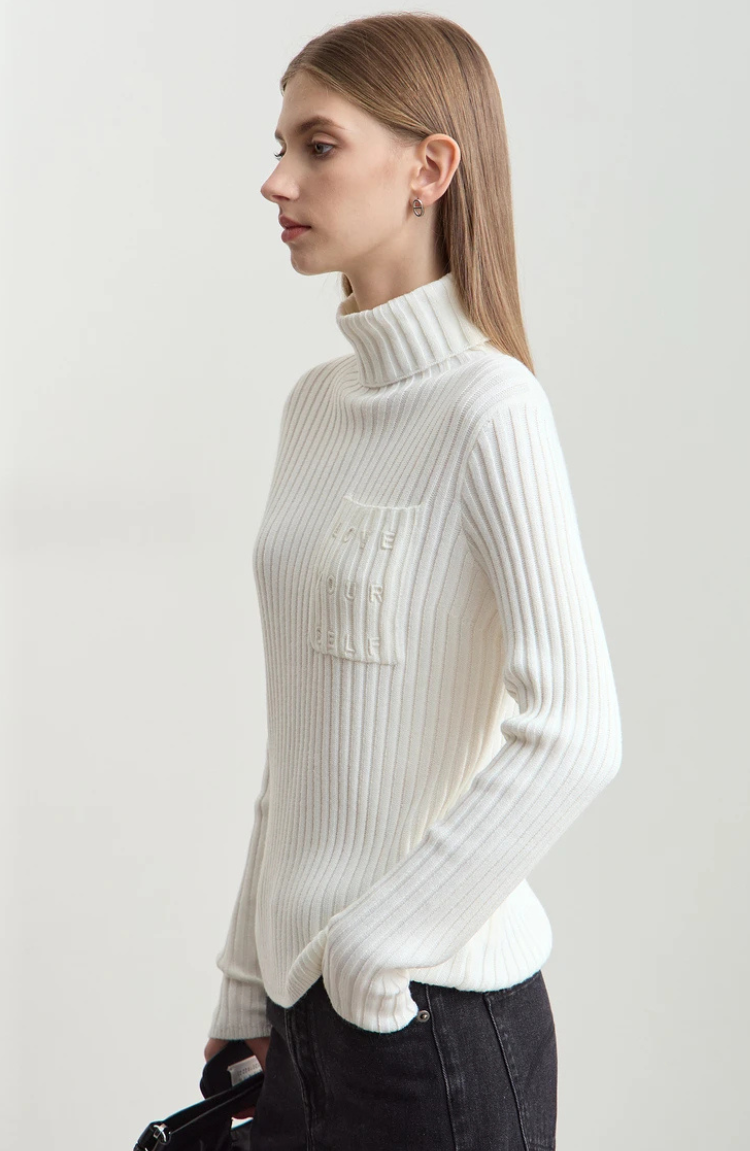 Ribbed High Neck Knitted Top