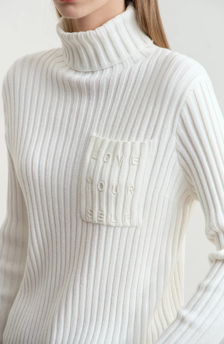 Ribbed High Neck Knitted Top