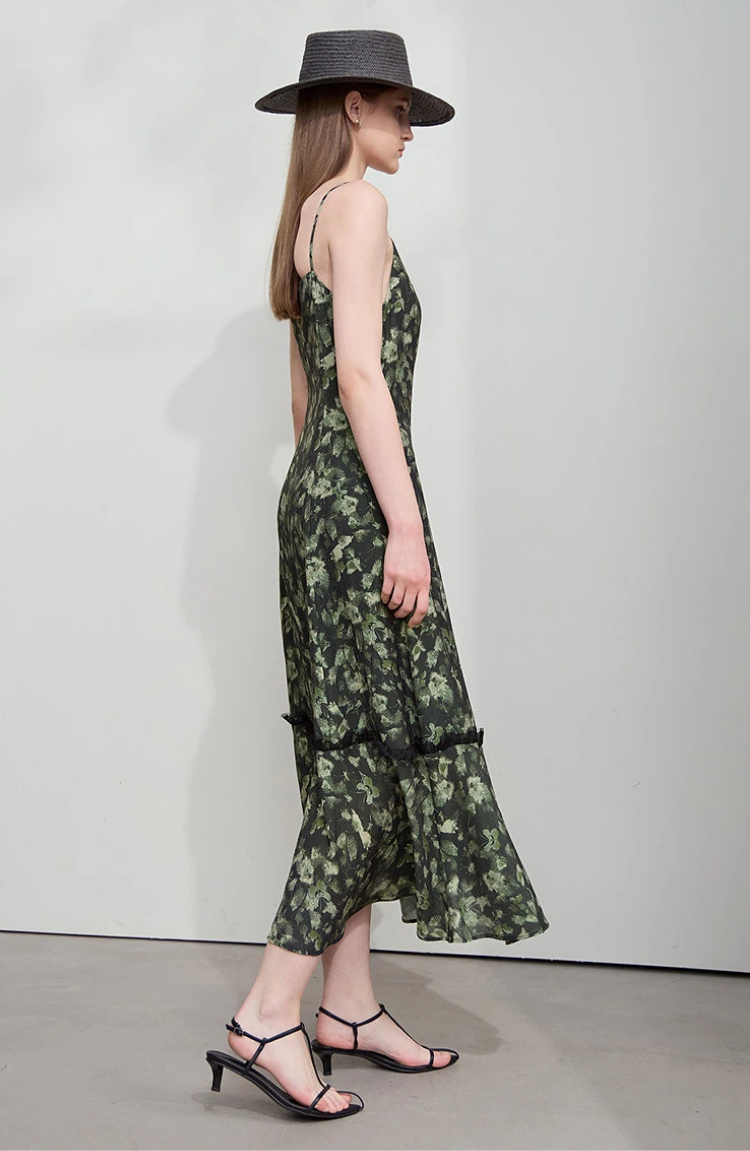 Green Floral Midi Dress