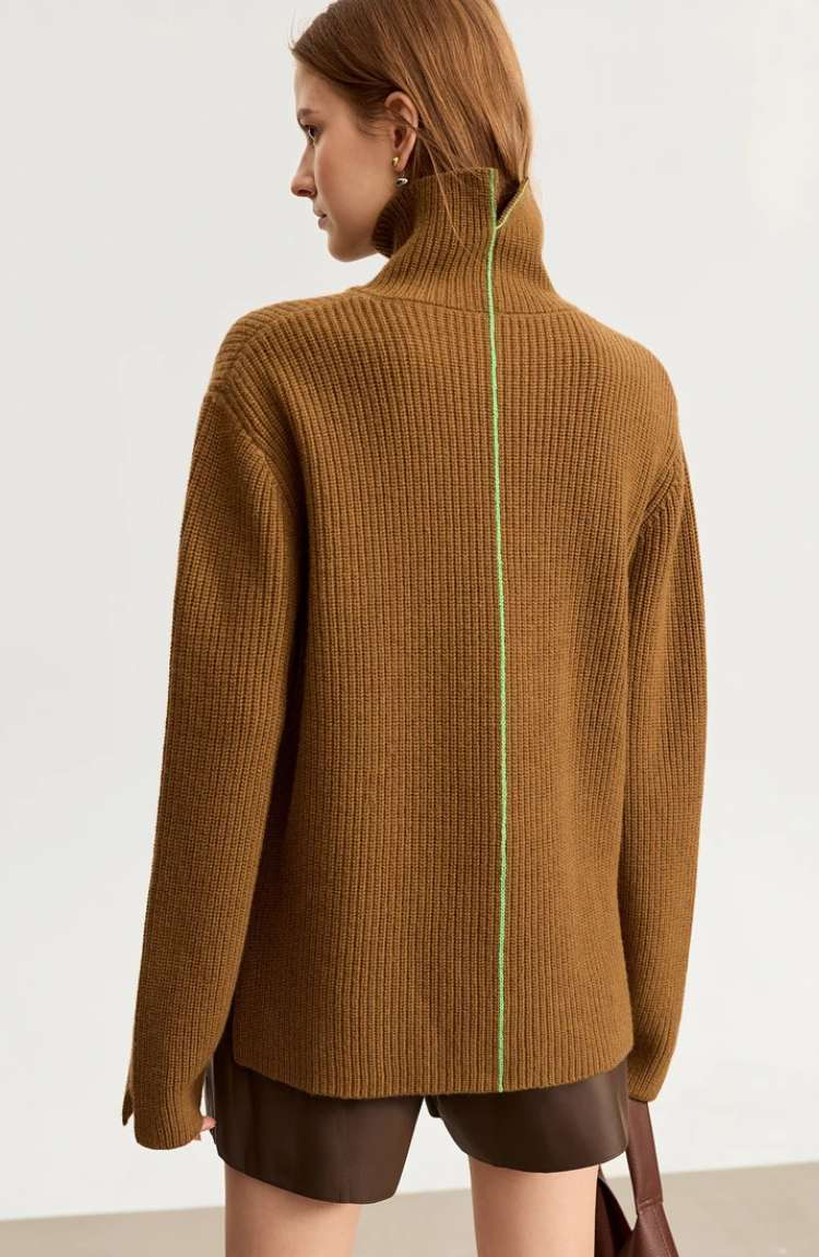 Ribbed Wool Turtleneck Jumper