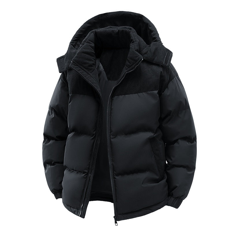 Hooded Puffer Jacket for Women with Cord Panel Detail