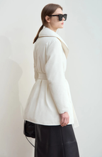 Belted Down Jacket with Shawl Collar