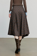 Checked Midi A-line Skirt