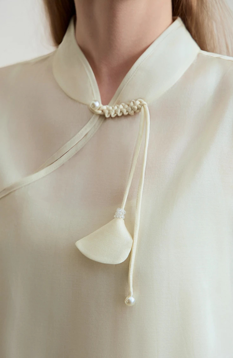 Sleeveless Mandarin Collar Midi Dress