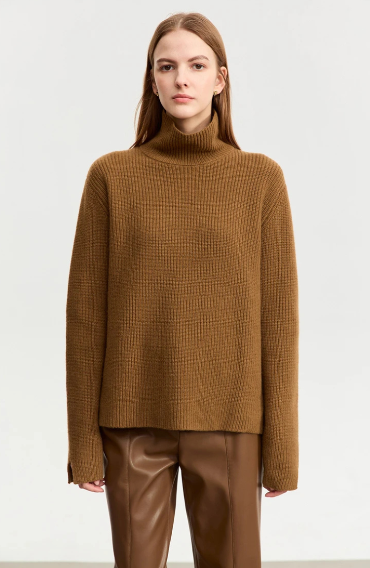Ribbed Wool Turtleneck Jumper