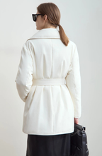 Belted Down Jacket with Shawl Collar