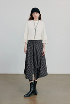 Checked Midi A-line Skirt