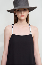 Black Maxi Slip Dress with Double Layer Bodice