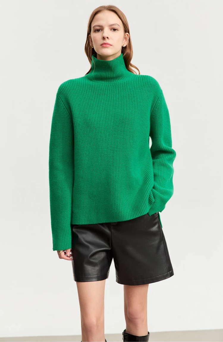 Ribbed Wool Turtleneck Jumper