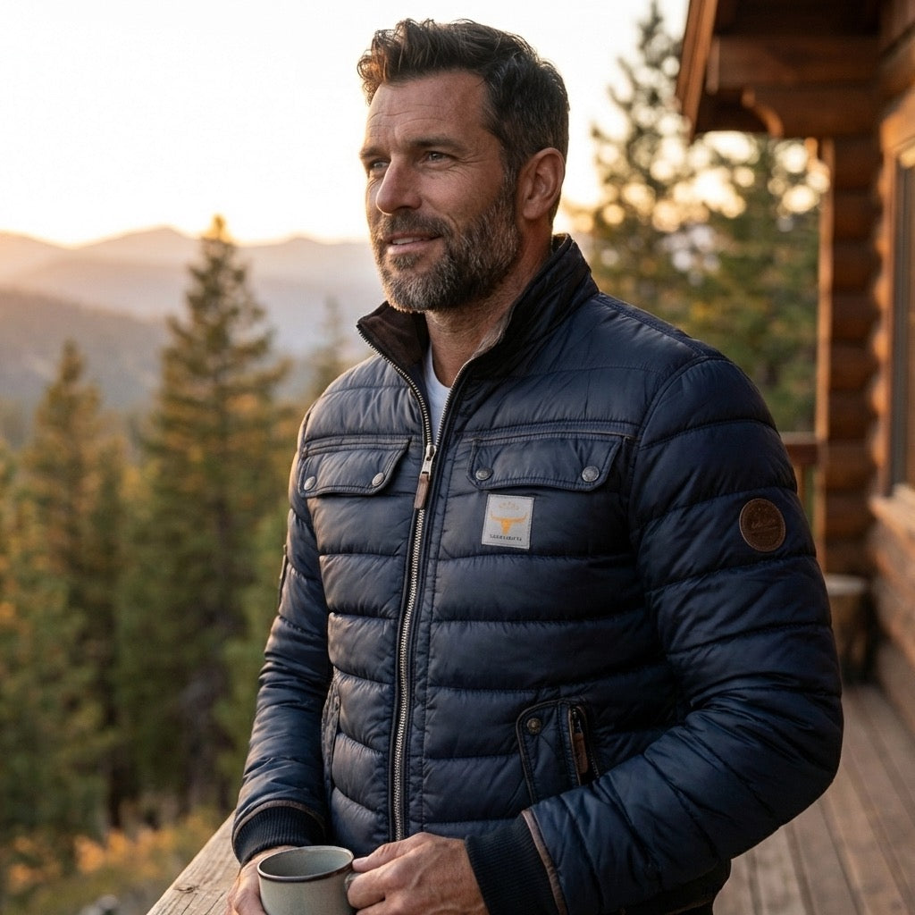 Lightweight Quilted Jacket with Stand Collar for Men
