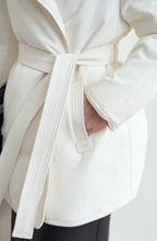 Belted Down Jacket with Shawl Collar