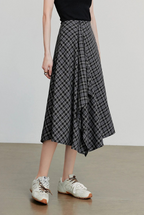 Checked Midi A-line Skirt