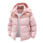 Hooded Puffer Jacket for Women with Cord Panel Detail