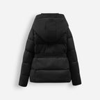 Belted Hooded Puffer Jacket for Women