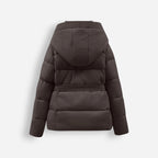 Belted Hooded Puffer Jacket for Women