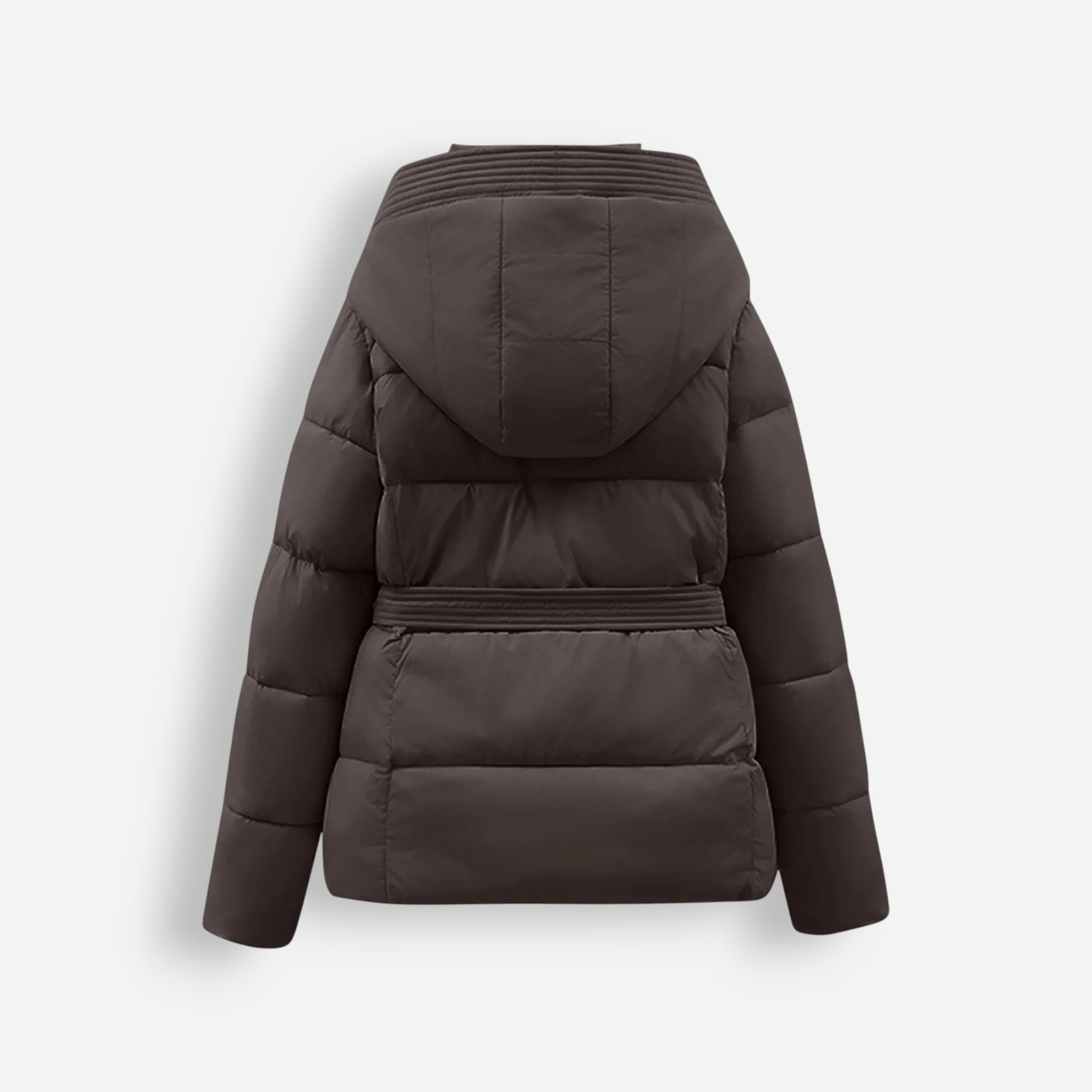 Belted Hooded Puffer Jacket for Women