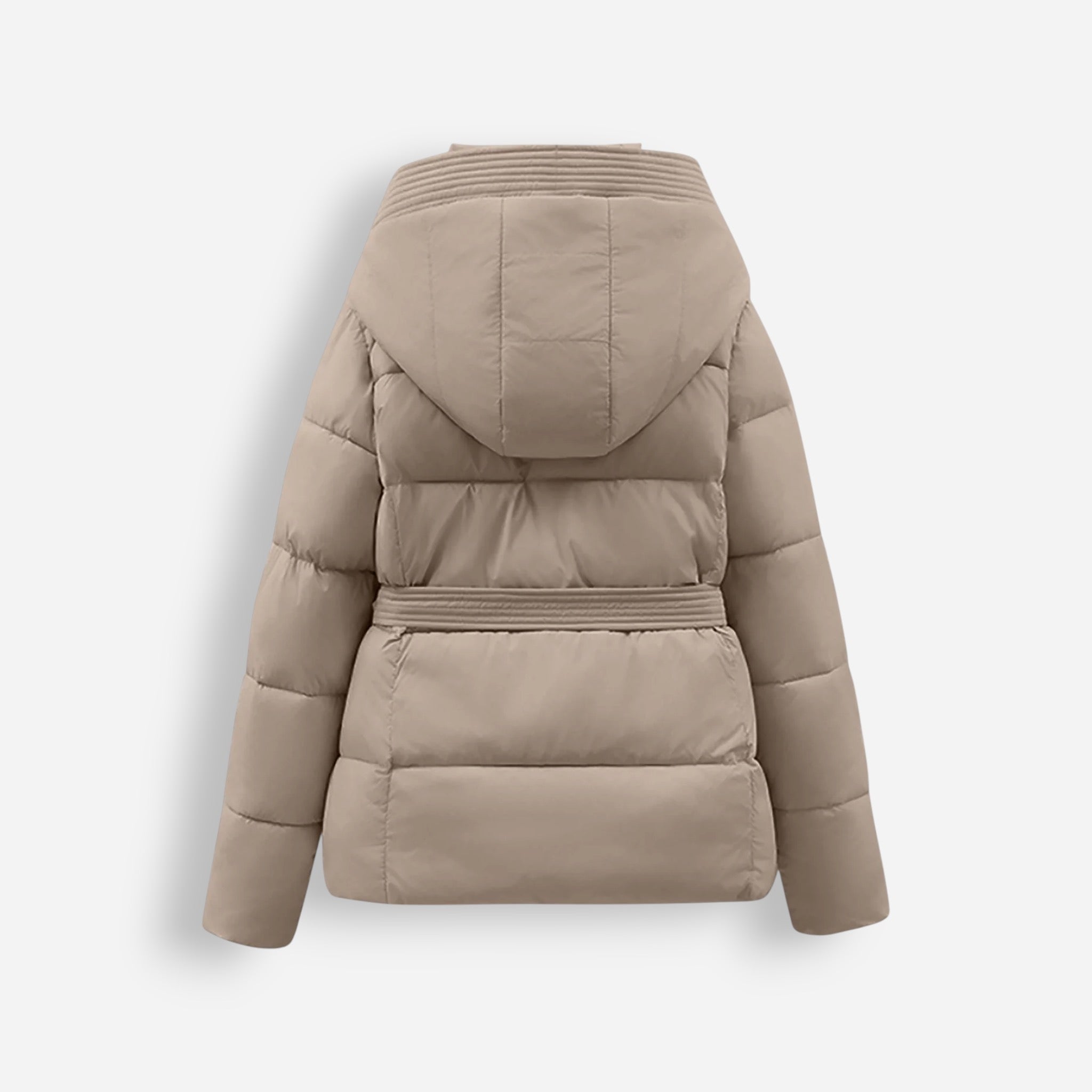Belted Hooded Puffer Jacket for Women