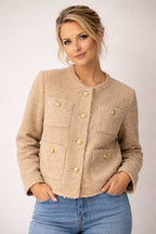 Boxy Tweed Jacket with Pockets for Women