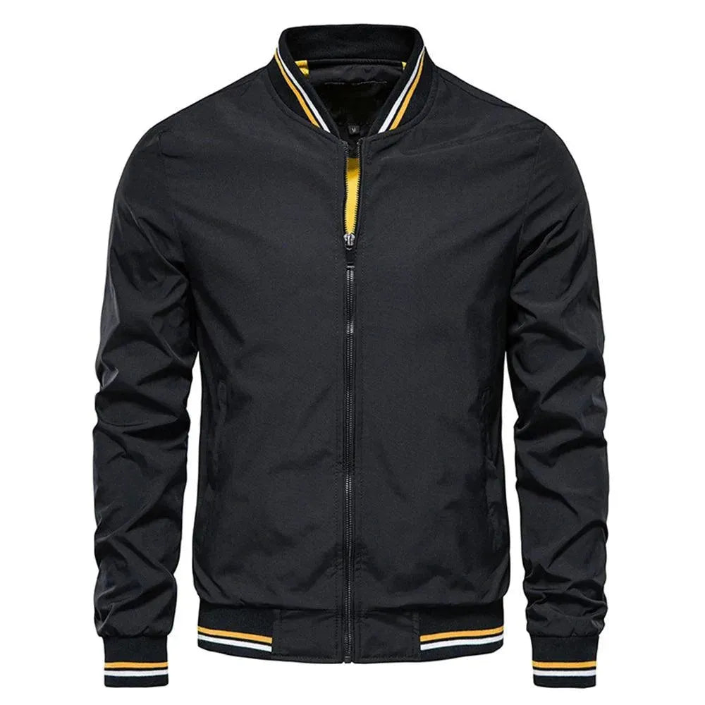 Casual Bomber Jacket for Men with Round Neckline