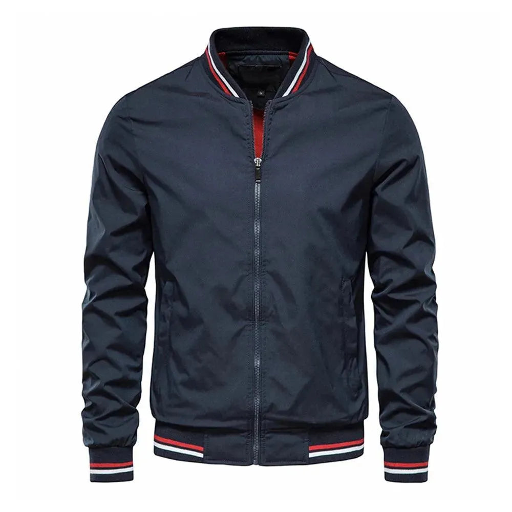 Casual Bomber Jacket for Men with Round Neckline