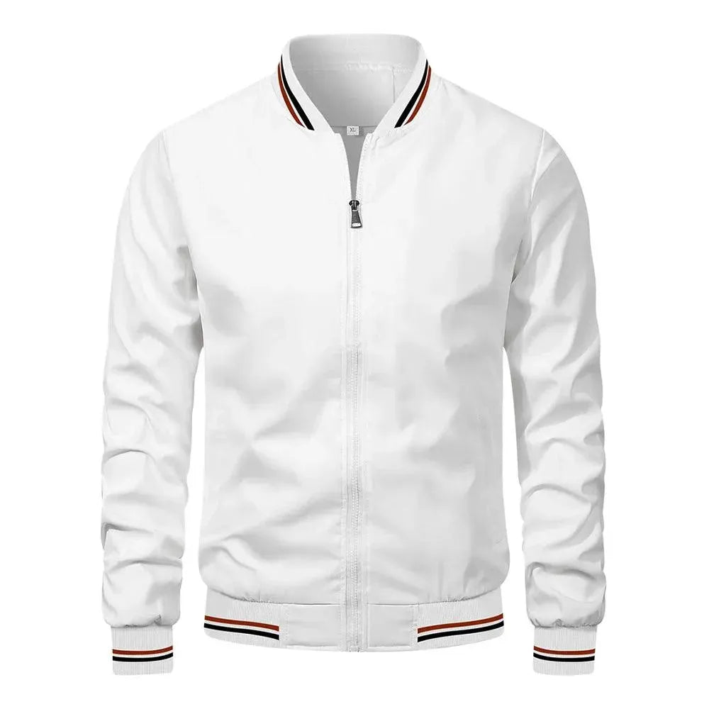 Casual Bomber Jacket for Men with Round Neckline