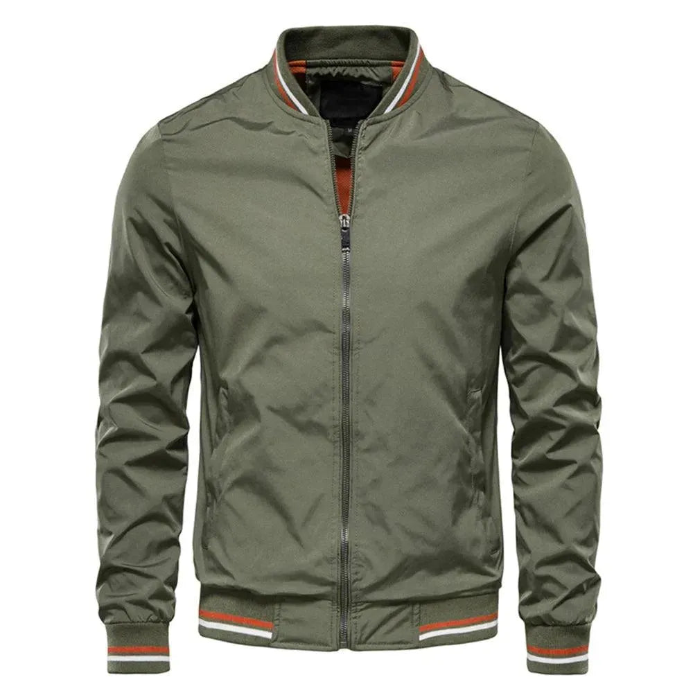 Casual Bomber Jacket for Men with Round Neckline