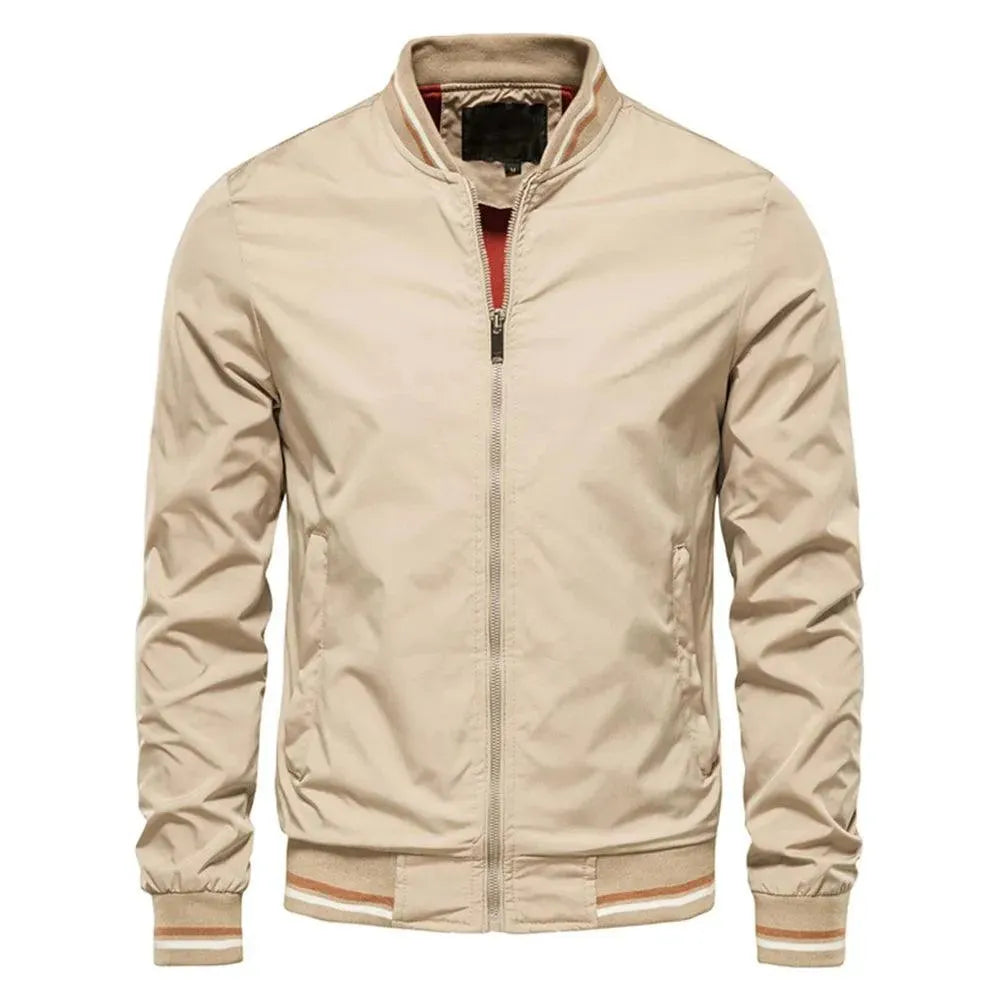 Casual Bomber Jacket for Men with Round Neckline