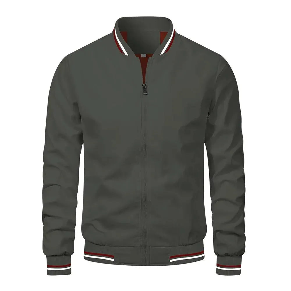 Casual Bomber Jacket for Men with Round Neckline