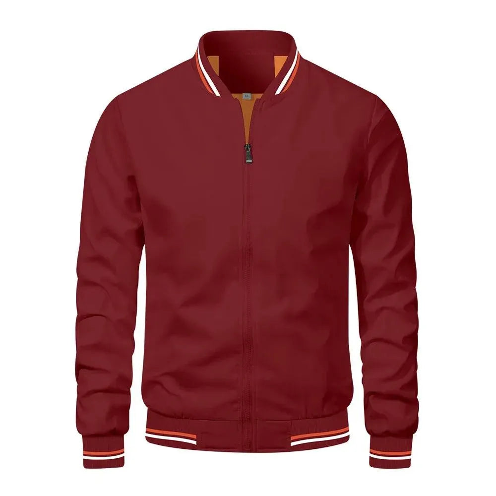 Casual Bomber Jacket for Men with Round Neckline