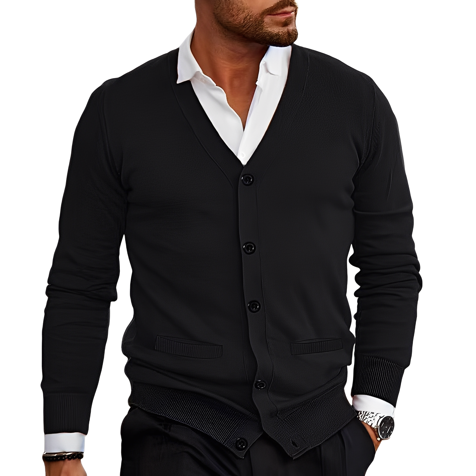 Casual Cotton Cardigan with Buttons for Men