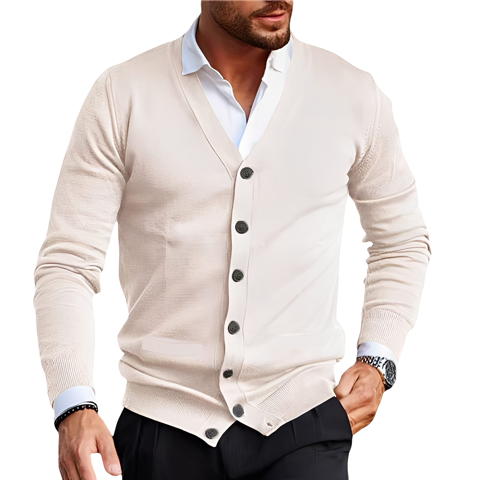 Casual Cotton Cardigan with Buttons for Men