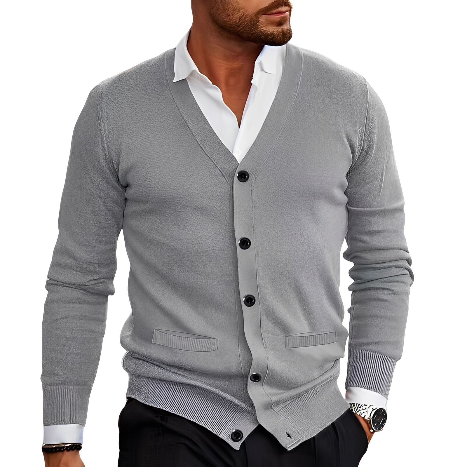 Casual Cotton Cardigan with Buttons for Men