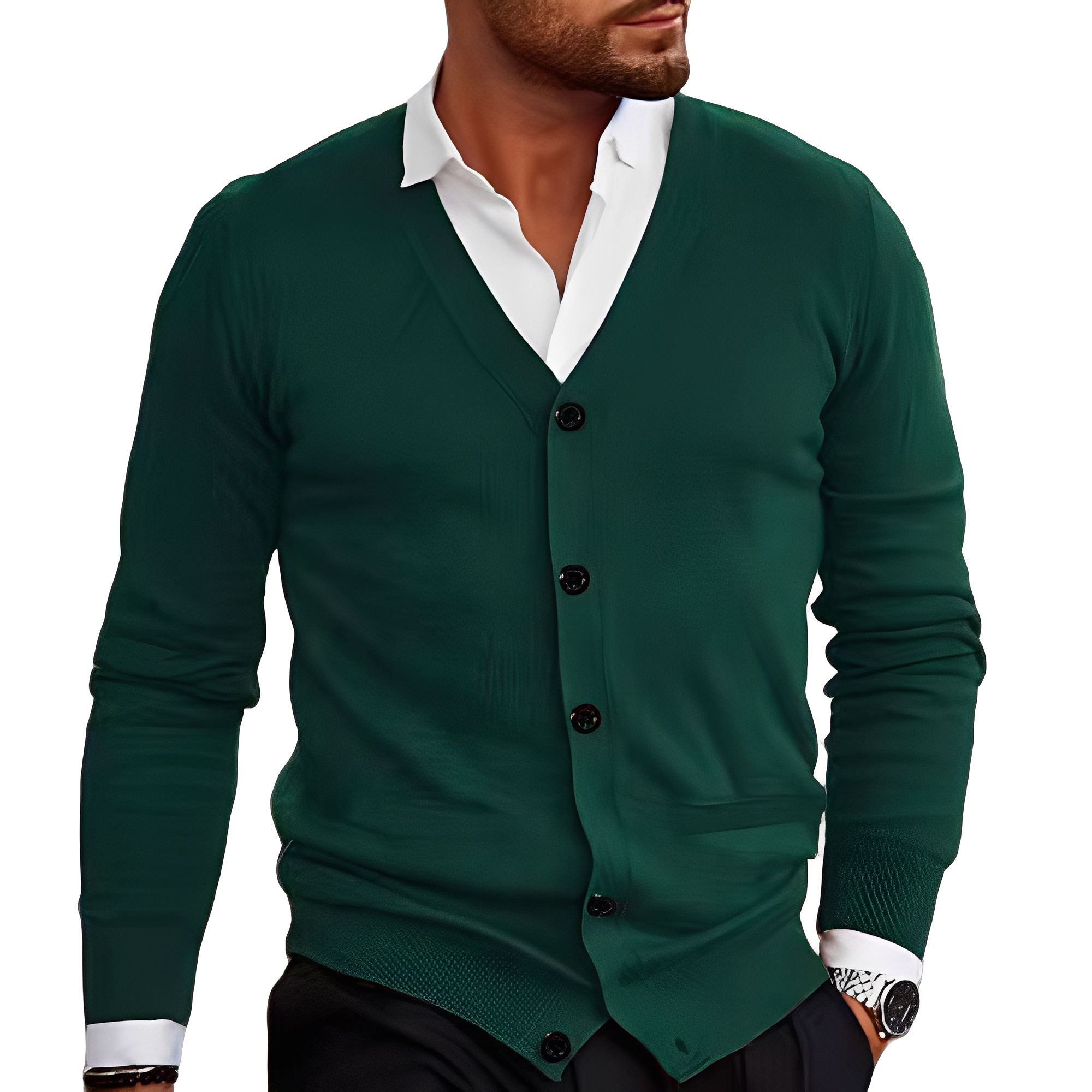 Casual Cotton Cardigan with Buttons for Men